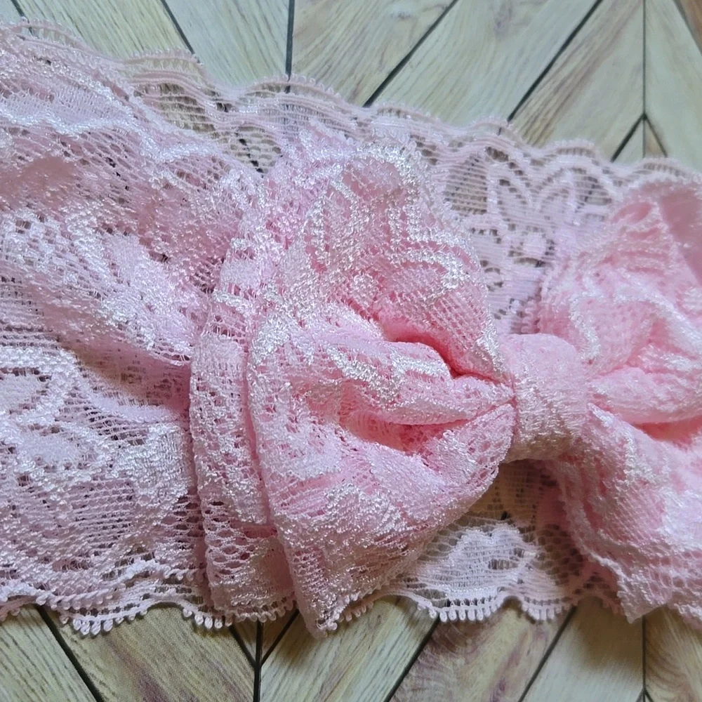 Wide Lace Front Bow Headbands Baby Girl Toddler Pink & Navy Blue Hair Accessory